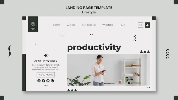 無料PSD 生産性とライフバランスのためのランディングページテンプレート