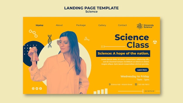 無料PSD 理科の授業のランディングページテンプレート