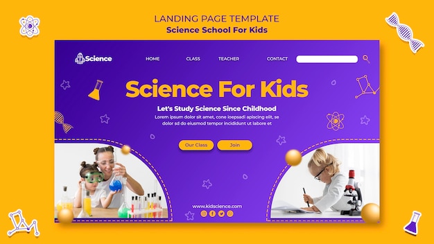 Шаблон целевой страницы для детской научной школы