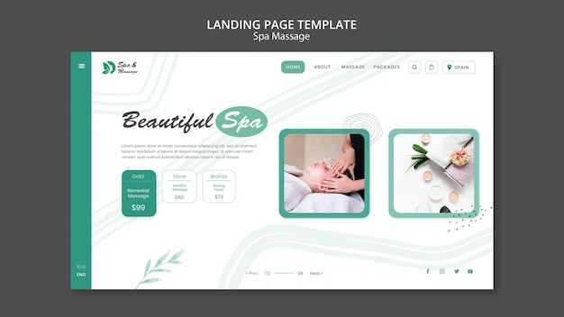 無料PSD 女性とのスパマッサージのランディングページテンプレート