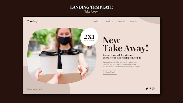 無料PSD テイクアウトコーヒーのランディングページテンプレート