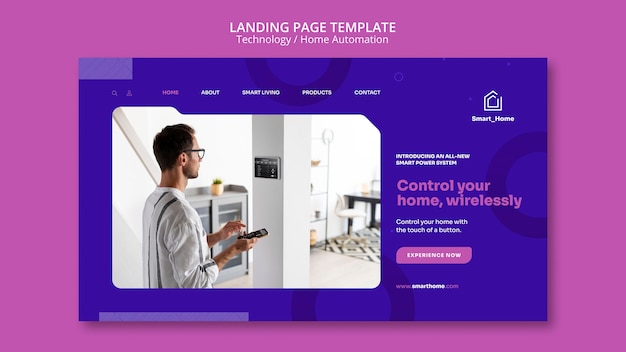 無料PSD タッチコントロールテクノロジーのランディングページテンプレート