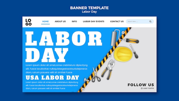 無料PSD 労働者の日のお祝いのためのランディング ページ テンプレート