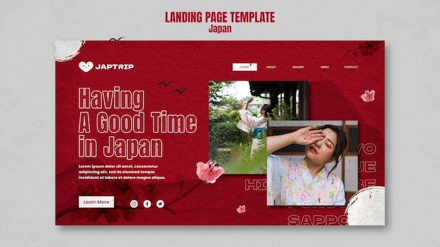 無料PSD 日本を訪問するためのランディングページテンプレート