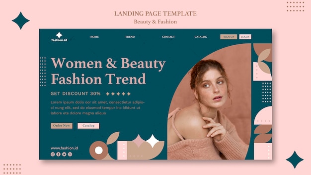 無料PSD 女性の美しさとファッションのためのランディングページテンプレート