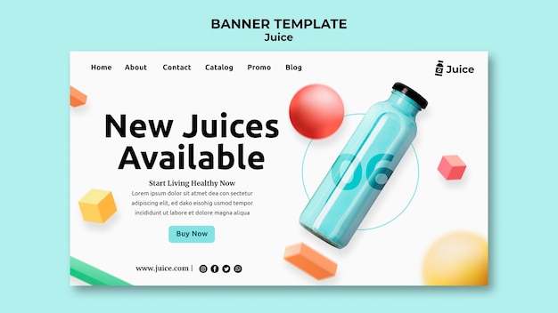 Free PSD landing page template for fruit juice in glass bottle