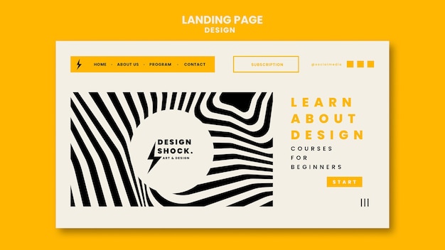 Landing page template for graphic design courses