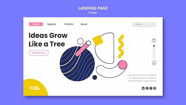 Free PSD landing page template for graphic design