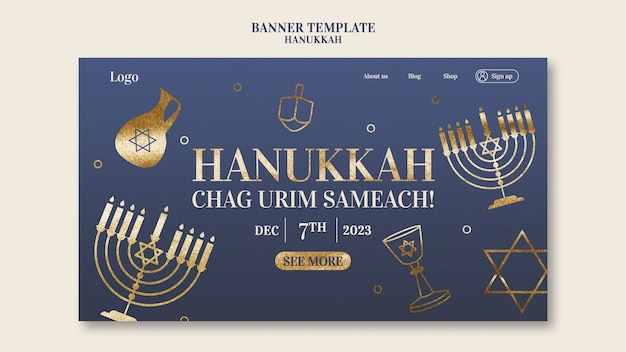 Landing page template for hanukkah jewish celebration