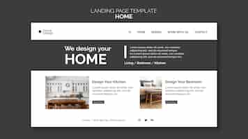 PSD gratuito modello di pagina di destinazione per l'interior design con mobili