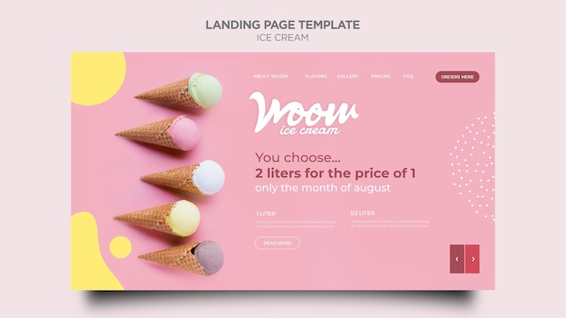 Free PSD landing page template ice cream