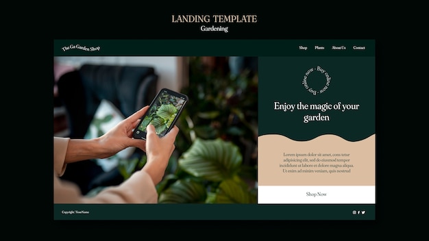 Free PSD landing page template for indoor plant growing