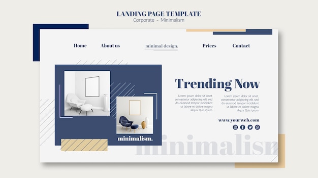 Free PSD landing page template for interior design