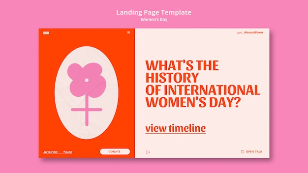 Modello di pagina di destinazione per la giornata internazionale della donna