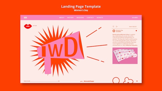 Landing page template for international women's day