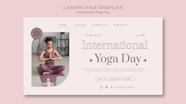 PSD gratuito modello di pagina di destinazione per la celebrazione della giornata internazionale dello yoga