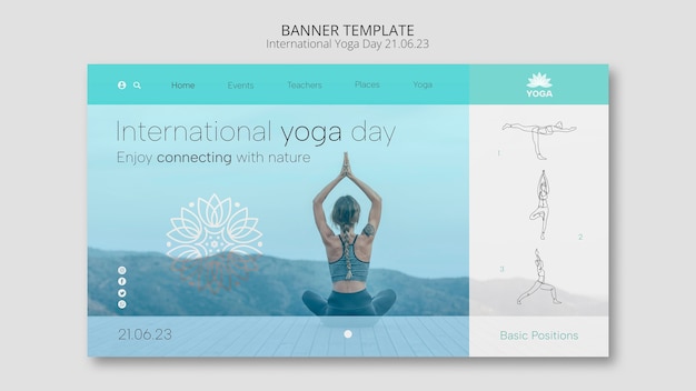 Free PSD landing page template for international yoga day celebration