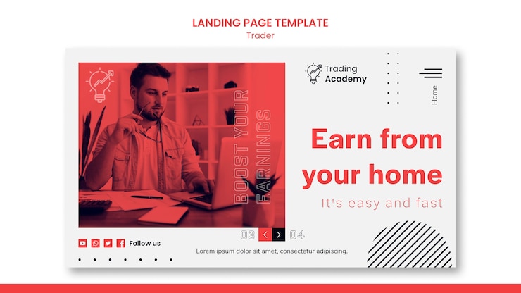 Free PSD landing page template for investment trader occupation