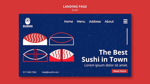 Modello di pagina di destinazione per festival gastronomico giapponese con sushi