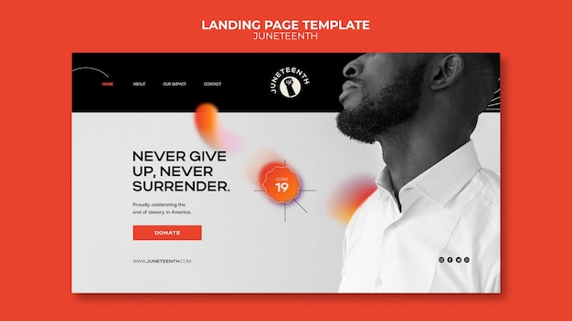 Free PSD landing page template for juneteeth with african-american man