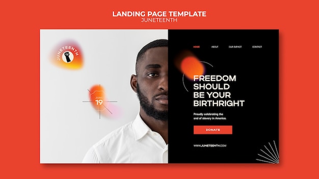 Free PSD landing page template for juneteeth with african-american man