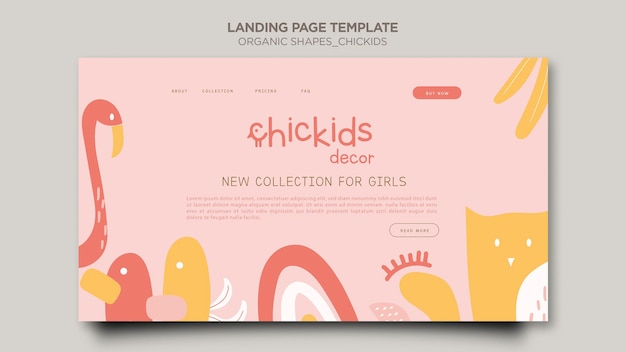 Landing page template for kids interior decor store