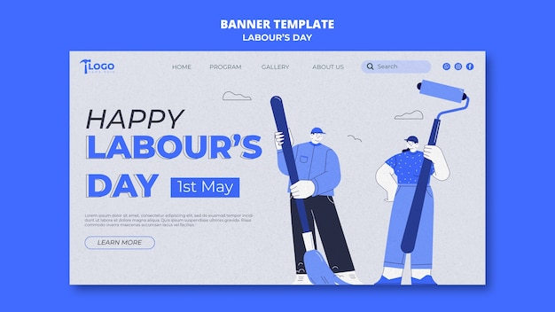 Free PSD landing page template for labor day celebration