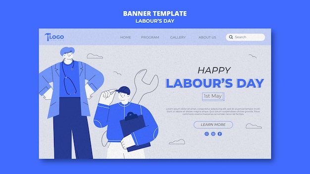 Free PSD landing page template for labor day celebration