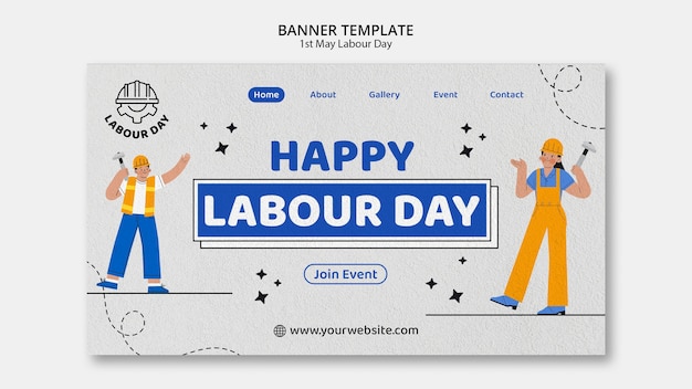 PSD gratuito modello di pagina di destinazione per la celebrazione della festa del lavoro