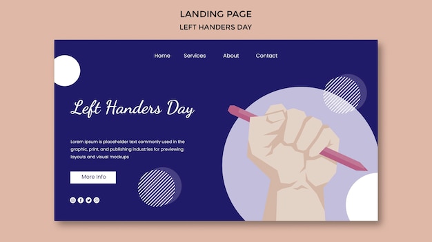 Free PSD landing page template left handers day