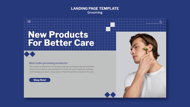 Free PSD landing page template for male self-care and grooming