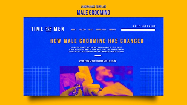 Free PSD landing page template for male self-care and grooming