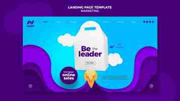 Free PSD landing page template for marketing company with product