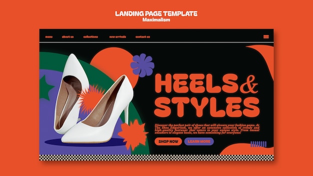 Free PSD landing page template in maximalism style