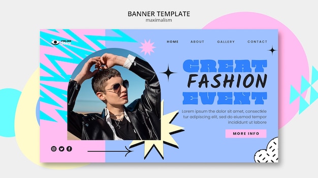 Landing page template in maximalism style