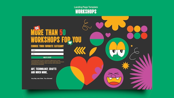 Free PSD landing page template in maximalism style