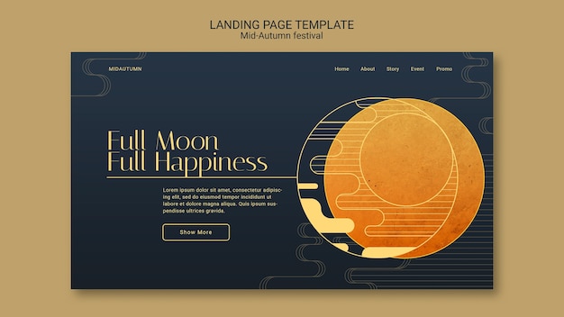 Free PSD landing page template for mid-autumn festival celebration