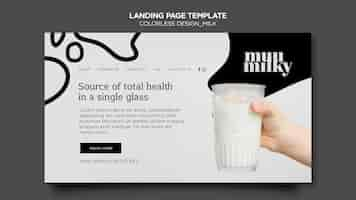 Free PSD landing page template for milk with colorless design