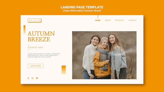 Modello di pagina di destinazione per marchio di moda autunnale minimalista