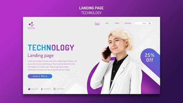 Free PSD landing page template for modern technology with smartphone