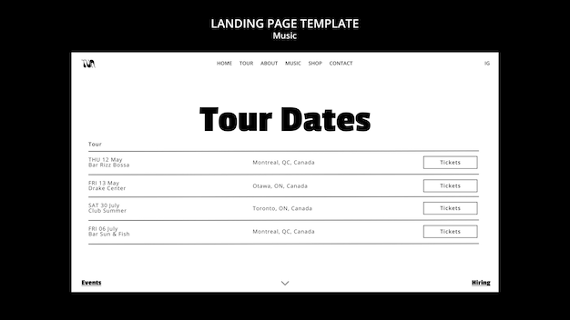 Free PSD landing page template for music event