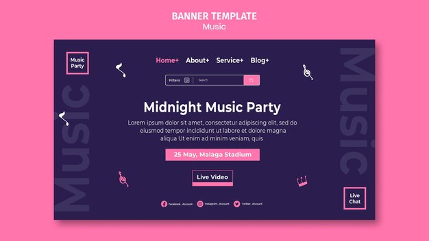 Шаблон целевой страницы для музыкальной вечеринки