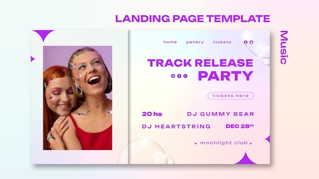 Free PSD landing page template for music track release party