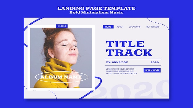 Free PSD landing page template for musician