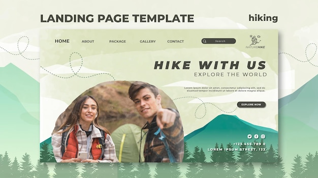 Modello di pagina di destinazione per escursioni nella natura