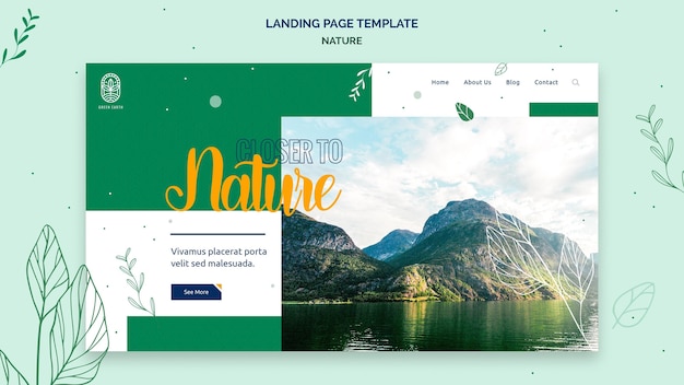 Free PSD landing page template for nature with wild life landscape