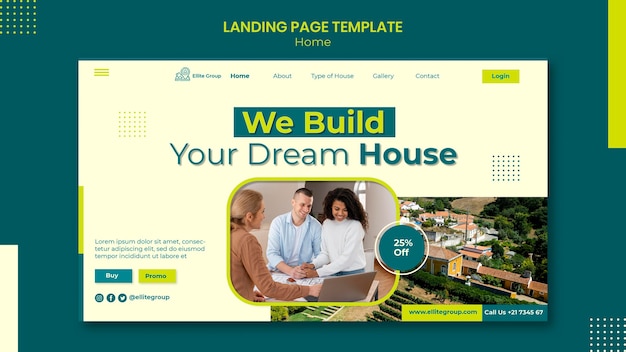 Landing page template for new family home