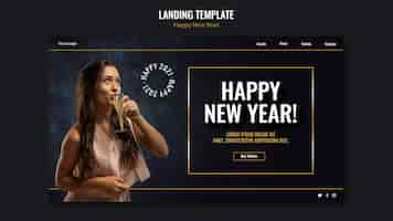 Free PSD landing page template for new year celebration