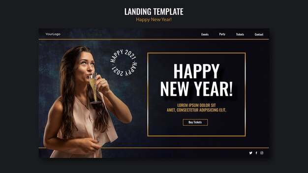 Landing page template for new year celebration