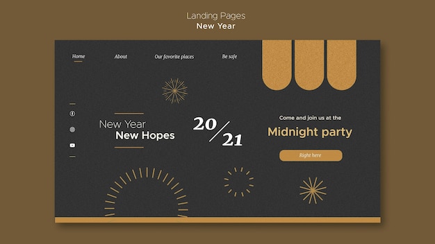 Landing page template for new year's midnight party